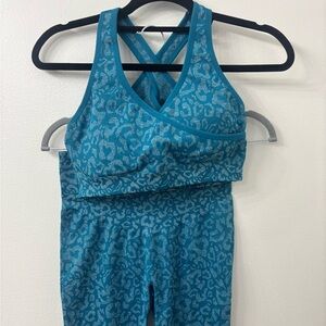 Teal Leopard Print Workout set